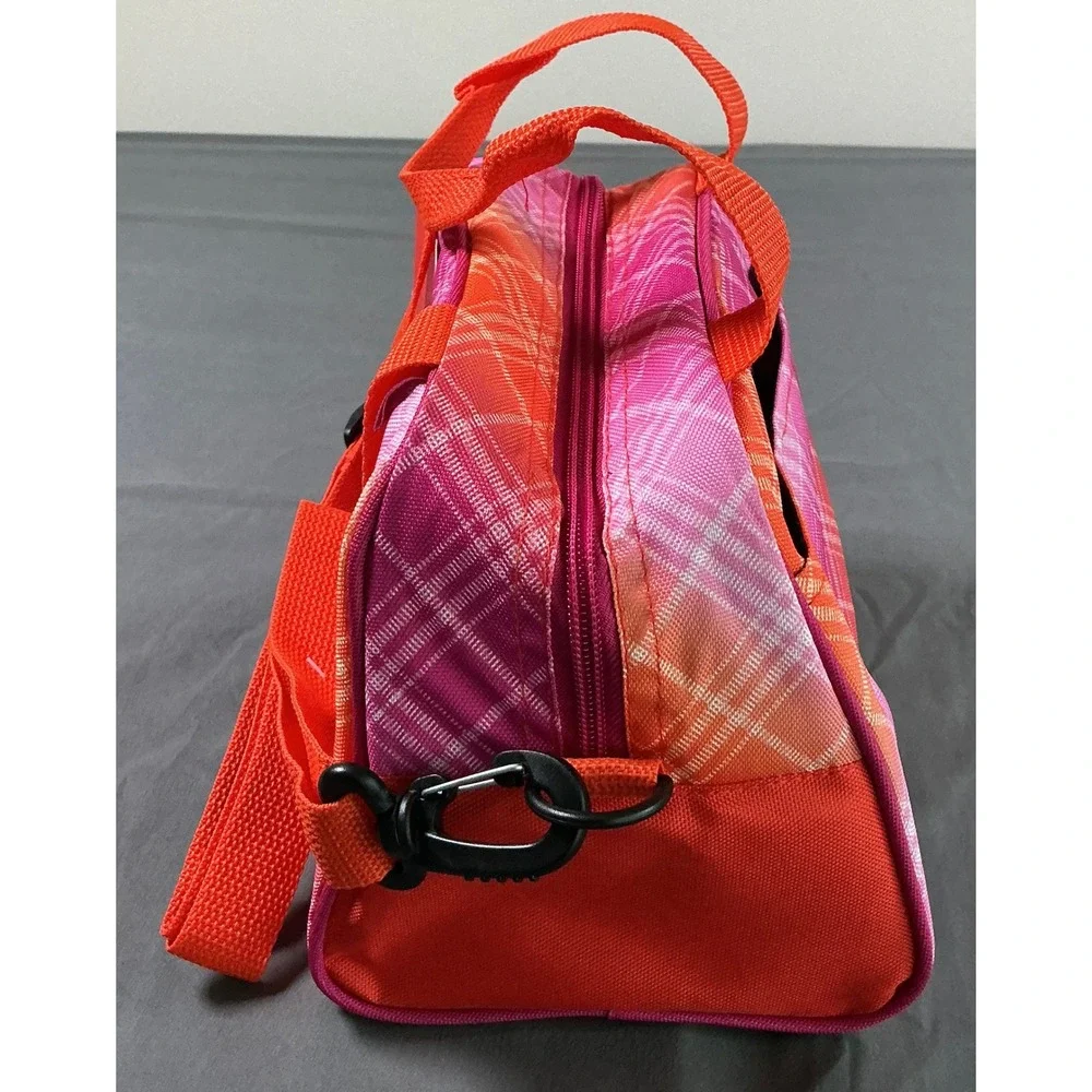 Igloo Carryall Insulated Cooler Bag Pink Coral Plaid Crossbody Lunch Tote NEW